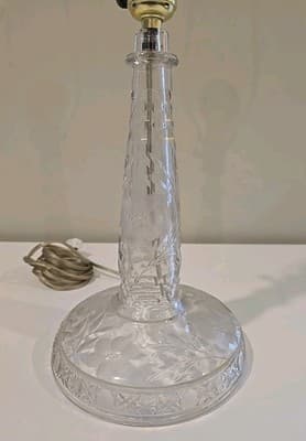 Table Lamp Etched Crystal Column Floral Pattern 24" Tall - Thumbnail 3
