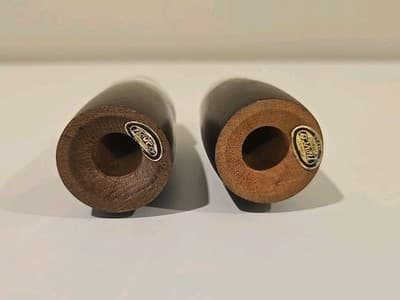 VTG Salt & Pepper Shakers by NEVCO Ceramic Top w/ Wood Base Rose Motif - Thumbnail 8