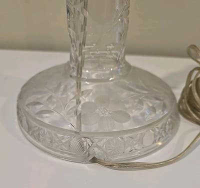 Table Lamp Etched Crystal Column Floral Pattern 24" Tall - Thumbnail 7