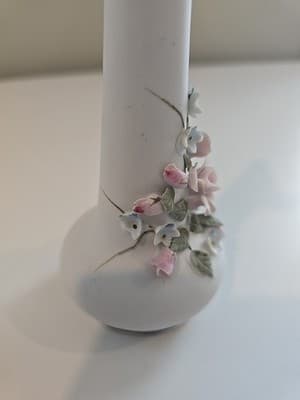 Lefton China Bud Vase Pitcher Hand and Pedestal Holder Painted Flowers Numbered - Thumbnail 13