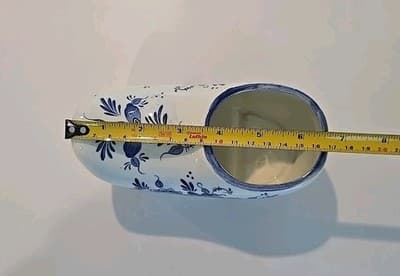 Vintage Dutch Shoe Clog Planter Delft Blue Flower Floral - Thumbnail 3