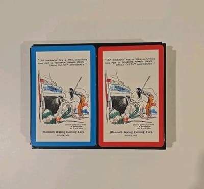 2 Near Mint Decks of Mammoth Spring Canning Playing Cards 50th Anniversary 1970s - Thumbnail 3