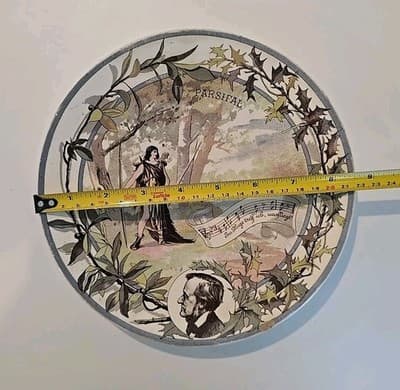 Antique French Faience Sarreguemines Plate w/ Music Notes - Richard Wagner 2H - Thumbnail 5