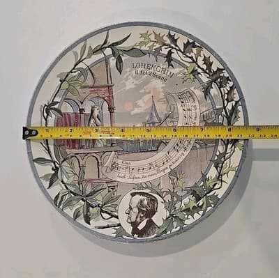 Antique French Faience Sarreguemines Plate w/ Music Notes - Richard Wagner - Thumbnail 6