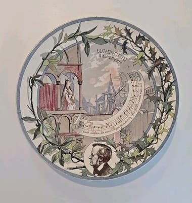 Antique French Faience Sarreguemines Plate w/ Music Notes - Richard Wagner - Thumbnail 7
