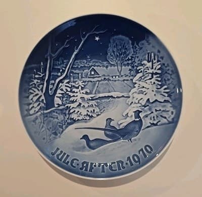 Vintage B&G Copenhagen Porcelain "Pheasants in the snow at Christmas" Plate