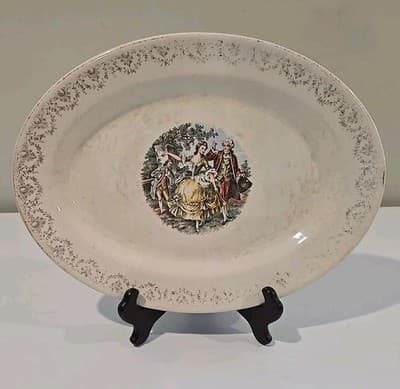 Antique King Quality Fine Dinnerware 22Kt Gold Leaf Plate Tray 13 1/2"