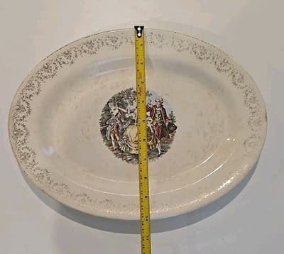 Antique King Quality Fine Dinnerware 22Kt Gold Leaf Plate Tray 13 1/2" - Thumbnail 7