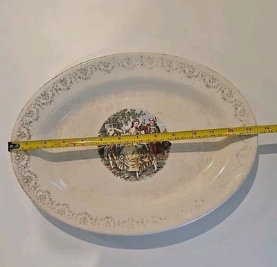 Antique King Quality Fine Dinnerware 22Kt Gold Leaf Plate Tray 13 1/2" - Thumbnail 6