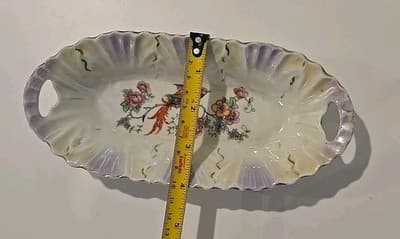 Registered Celebrate Lusterware Chelsea Bird Relish/Butter Dish Made in Germany - Thumbnail 8