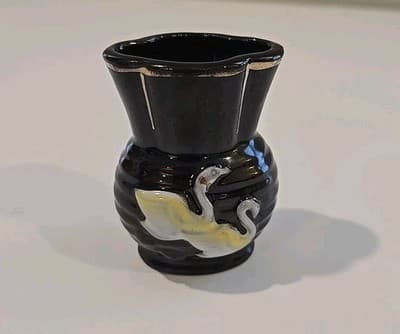 Vintage Miniature Made in Occupied Japan Brown Floral Vase Brown Glaze