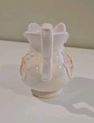 Vintage Porcelain Minature Cream Pitcher Grapes Glazed - Thumbnail 4