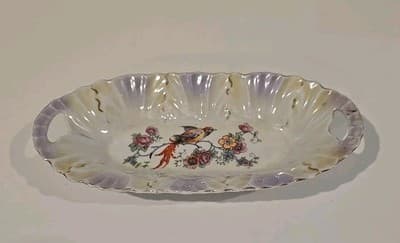 Registered Celebrate Lusterware Chelsea Bird Relish/Butter Dish Made in Germany - Thumbnail 6