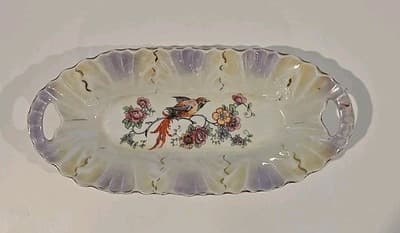 Registered Celebrate Lusterware Chelsea Bird Relish/Butter Dish Made in Germany - Thumbnail 2