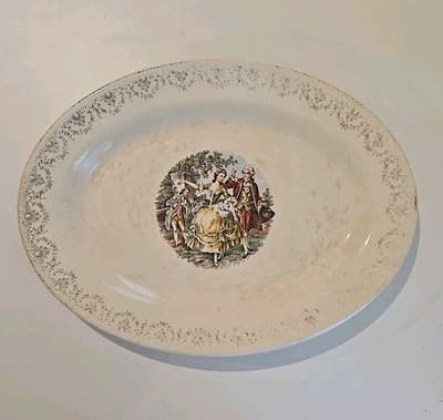 Antique King Quality Fine Dinnerware 22Kt Gold Leaf Plate Tray 13 1/2" - Thumbnail 4