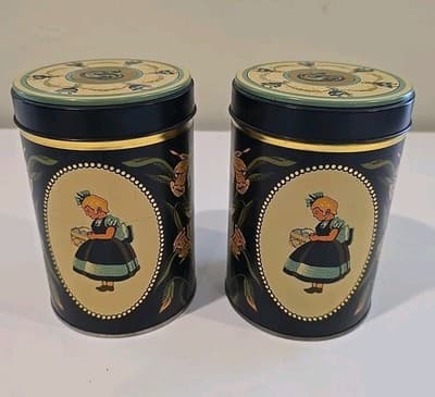 RARE Vintage Irma Girl Danish Cookie Tin Canister Set of 2 - Thumbnail 2