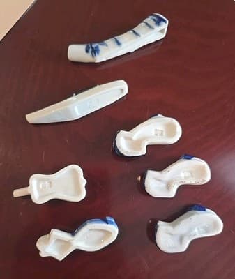 7 VTG Cobalt Blue White Porcelain Chopsticks Rests Hashioki Japan Maker Stamped - Thumbnail 3