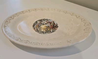 Antique King Quality Fine Dinnerware 22Kt Gold Leaf Plate Tray 13 1/2" - Thumbnail 3