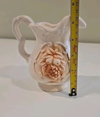 Vintage Porcelain Minature Cream Pitcher Grapes Glazed - Thumbnail 7