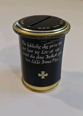 RARE Vintage Irma Girl Danish Sparebøsser Coin Bank Tin Canister - Thumbnail 4