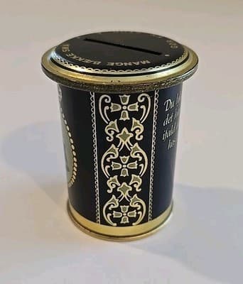 RARE Vintage Irma Girl Danish Sparebøsser Coin Bank Tin Canister - Thumbnail 3