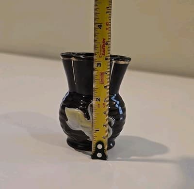 Vintage Miniature Made in Occupied Japan Brown Floral Vase Brown Glaze - Thumbnail 2