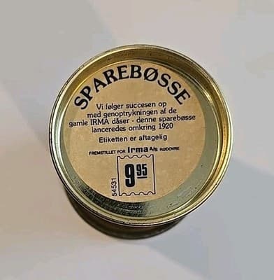 RARE Vintage Irma Girl Danish Sparebøsser Coin Bank Tin Canister - Thumbnail 6