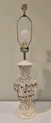 Mid Century Chalkware Plaster Carved Asian Style Lamp Rare 1950s - 29" Tall - Thumbnail 8
