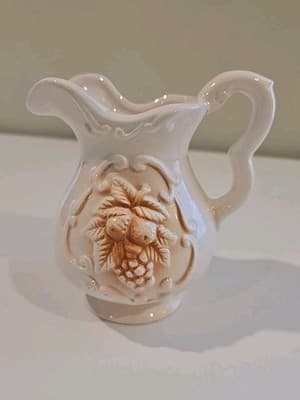 Vintage Porcelain Minature Cream Pitcher Grapes Glazed