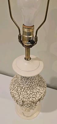 Mid Century Chalkware Plaster Carved Asian Style Lamp Rare 1950s - 29" Tall - Thumbnail 10