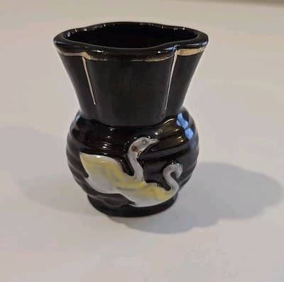 Vintage Miniature Made in Occupied Japan Brown Floral Vase Brown Glaze - Thumbnail 8