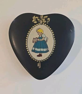 RARE Vintage Irma Girl Danish Heart Shaped Tin Canister