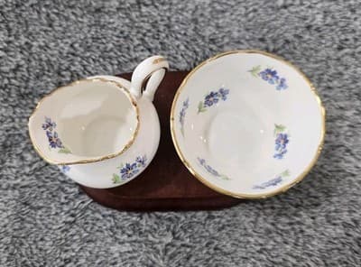 Grosvenor Bone China Jackson-Goslin England Mini Open Cream & Sugar Floral VTG - Thumbnail 3