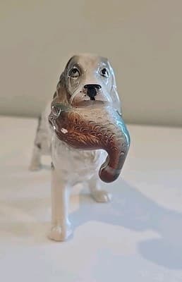 VTG English Hunting Springer Cocker Spaniel Dog Figurine Duck Porcelain Ceramic - Thumbnail 3