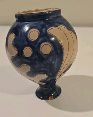 Vintage Humlebæk Keramik Denmark Incised Vases, Blue & White, Fish 4 1/2" - Thumbnail 9