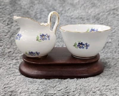 Grosvenor Bone China Jackson-Goslin England Mini Open Cream & Sugar Floral VTG