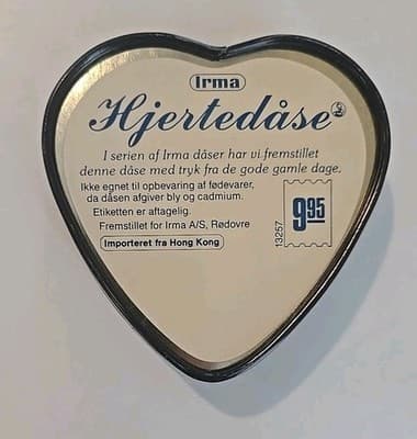 RARE Vintage Irma Girl Danish Heart Shaped Tin Canister - Thumbnail 7