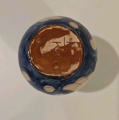 Vintage Humlebæk Keramik Denmark Incised Vases, Blue & White, Fish 4 1/2" - Thumbnail 8