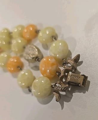 Signed Kramer Mixed Marble Beads Bracelet Glows w/ UV - Thumbnail 5