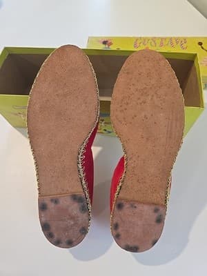 1940s Handmade Gustave Samba Red Velvet Shoe Slip On Oringal Box Sz 4-5.5 - Thumbnail 7