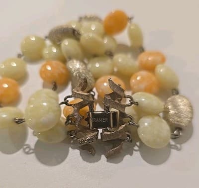 Signed Kramer Mixed Marble Beads Bracelet Glows w/ UV - Thumbnail 2