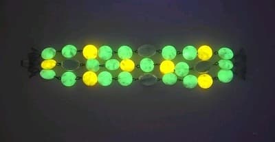 Signed Kramer Mixed Marble Beads Bracelet Glows w/ UV - Thumbnail 4
