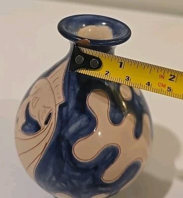 Vintage Humlebæk Keramik Denmark Incised Vases, Blue & White, Fish 4 1/2" - Thumbnail 11
