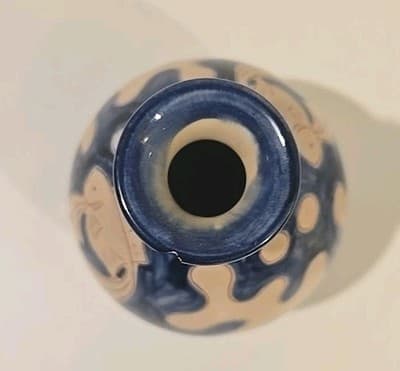 Vintage Humlebæk Keramik Denmark Incised Vases, Blue & White, Fish 4 1/2" - Thumbnail 7
