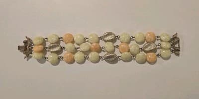 Signed Kramer Mixed Marble Beads Bracelet Glows w/ UV - Thumbnail 8