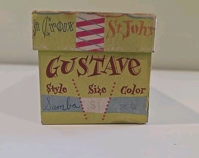 1940s Handmade Gustave Samba Red Velvet Shoe Slip On Oringal Box Sz 4-5.5 - Thumbnail 11