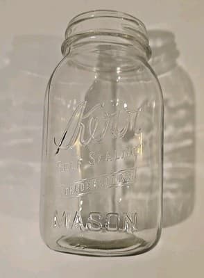 Vintage Kerr Self Sealing Mason Jar Quart Small Mouth Antique Rare US Patent Off - Thumbnail 2