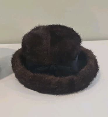 Vintage Flemington Fur Co Hat Dark Mink w/ Peck & Peck Box - Thumbnail 2