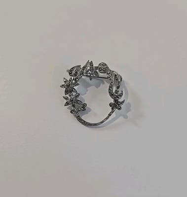 Vintage Marcasite Crystal Reef Pin Brooch
