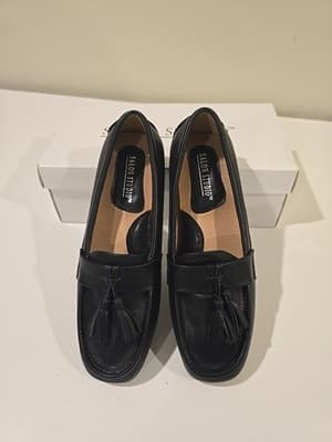 New Salon Studio Women's Slip On Shoes Size 9 M Black Wedge Bow